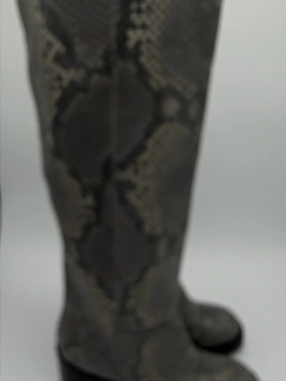 Vince Camuto Grey Snake-Print Knee Boots